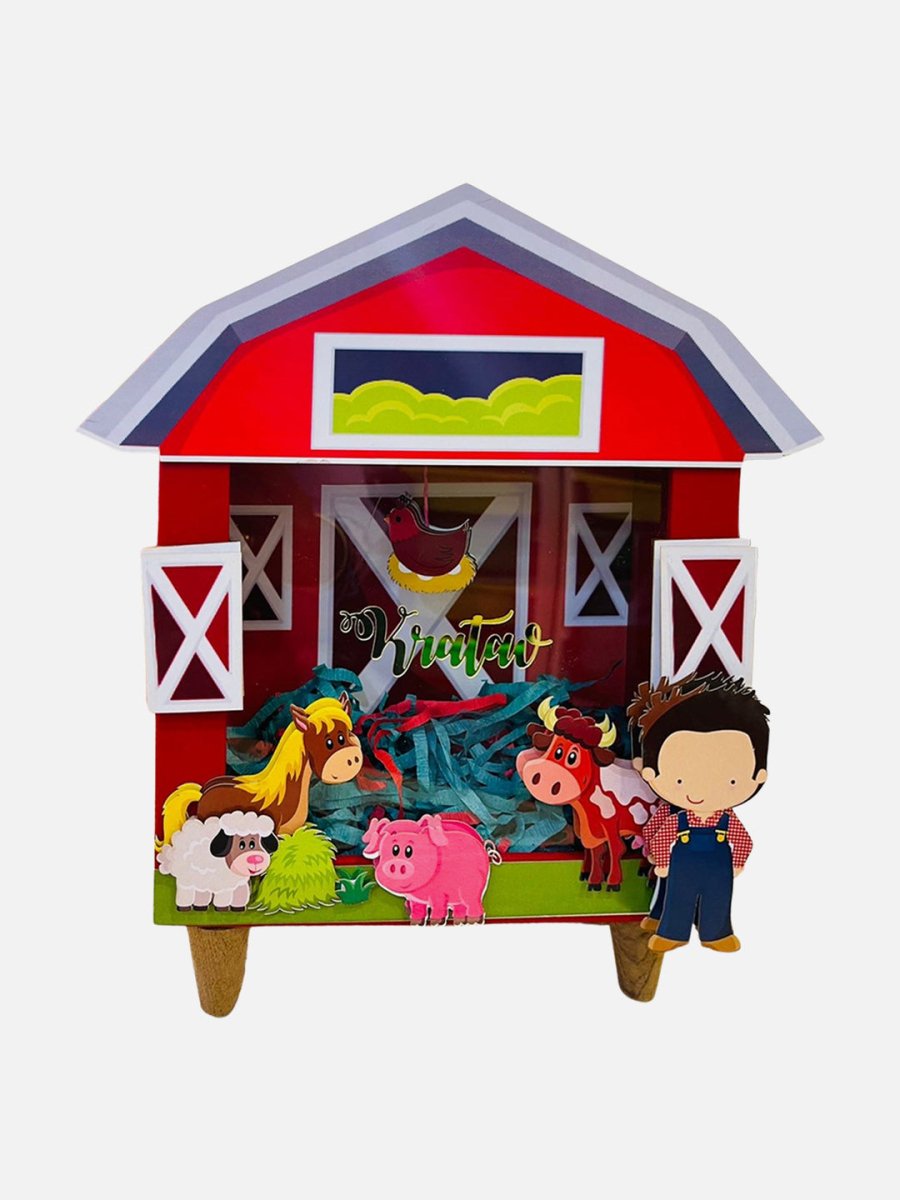 Barnyard Piggy Bank with Cowboy (Red) - Little Surprise BoxBarnyard Piggy Bank with Cowboy (Red)
