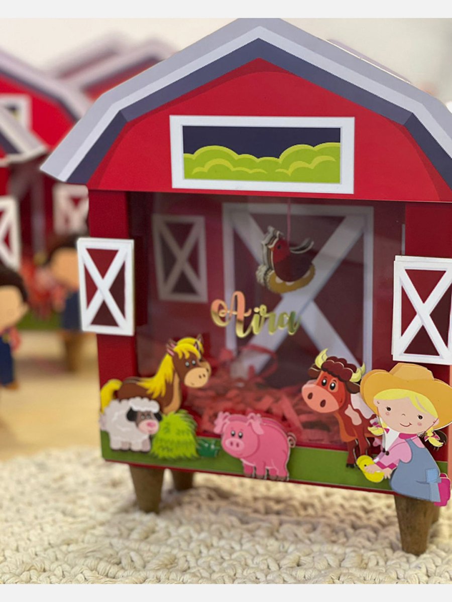 Barnyard Piggy Bank with Cowgirl (Red) - Little Surprise BoxBarnyard Piggy Bank with Cowgirl (Red)