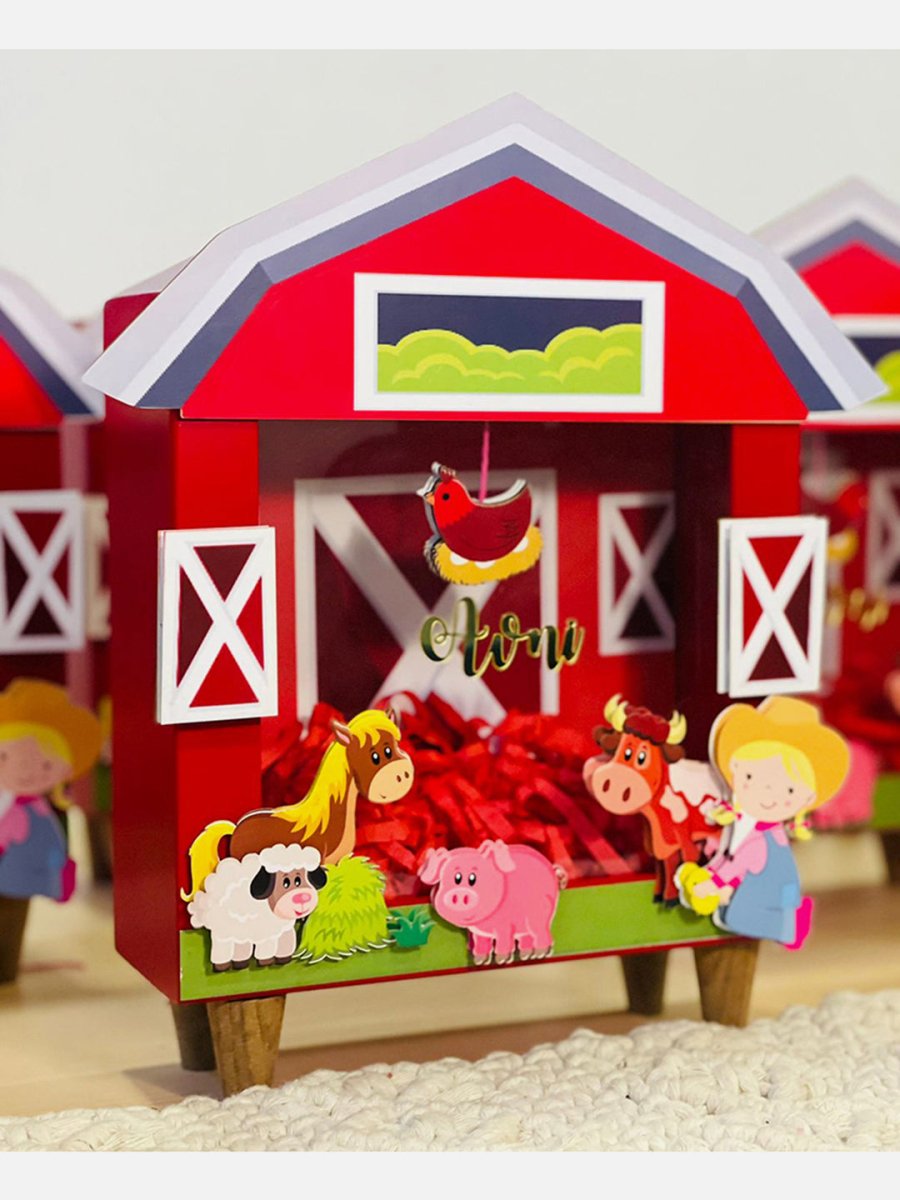Barnyard Piggy Bank with Cowgirl (Red) - Little Surprise BoxBarnyard Piggy Bank with Cowgirl (Red)