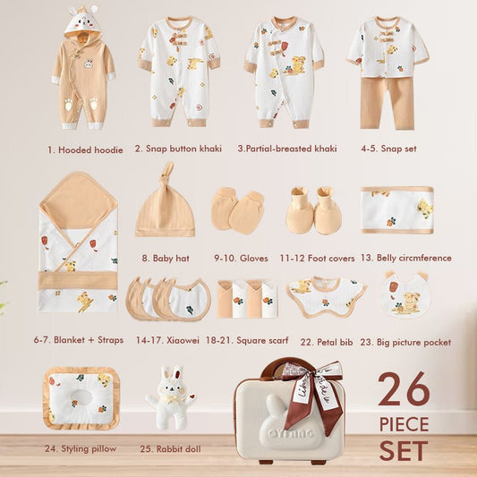 Beige Rabbit 27pcs Mini Suitcase style Newborn Hamper for Baby Boy/Baby Girl , 0-6 months - Little Surprise BoxBeige Rabbit 27pcs Mini Suitcase style Newborn Hamper for Baby Boy/Baby Girl , 0-6 months