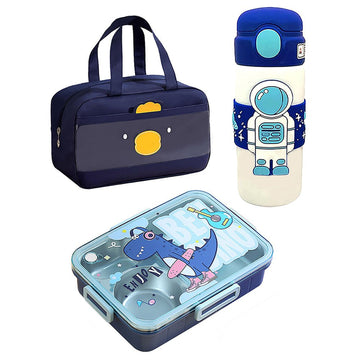 Big Dino Astro Lunch Box ,Insulated Lunch Bag & Water Bottle, chopsticks & spoon Combo Set of 5 for Kids - Little Surprise BoxBig Dino Astro Lunch Box ,Insulated Lunch Bag & Water Bottle, chopsticks & spoon Combo Set of 5 for Kids