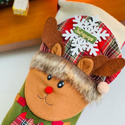 Big Rudolf Face Christmas Stockings, Large