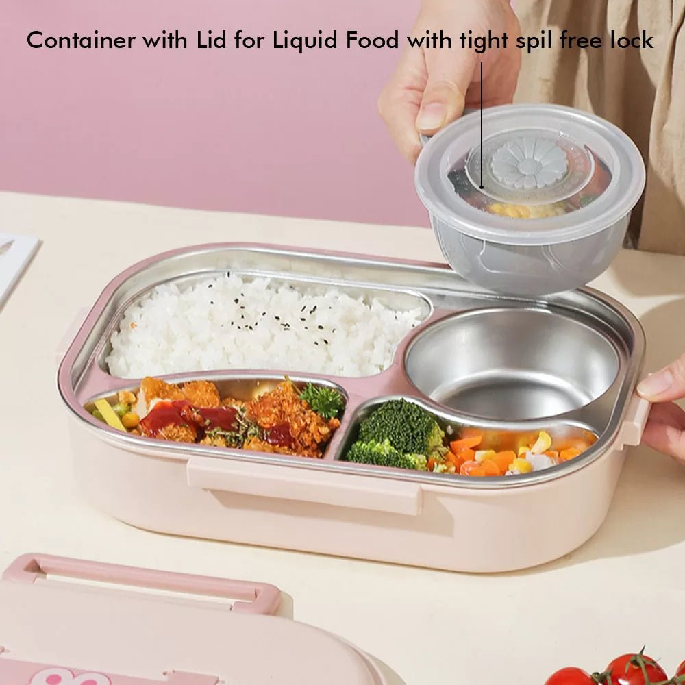 Big Size Stainless Steel Lunch Box /Tiffin with Insulated Matching Lunch Bag for Kids and Adults, Pink Rabbit - Little Surprise BoxBig Size Stainless Steel Lunch Box /Tiffin with Insulated Matching Lunch Bag for Kids and Adults, Pink Rabbit