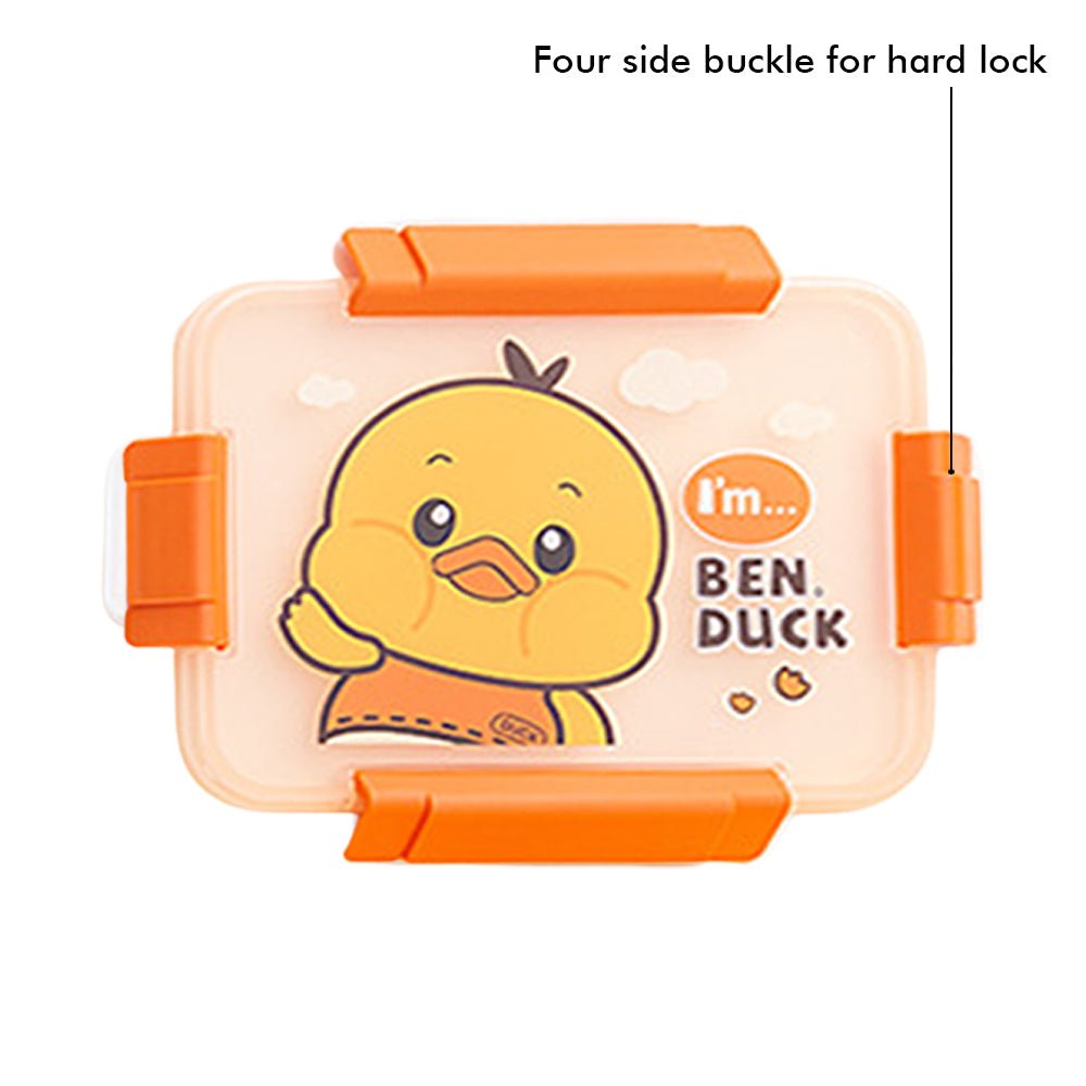 Big Size, Yellow Duck, theme Transparent Lid Double Lock Stainless Steel Kids Lunch /Tiffin Box - Little Surprise BoxBig Size, Yellow Duck, theme Transparent Lid Double Lock Stainless Steel Kids Lunch /Tiffin Box