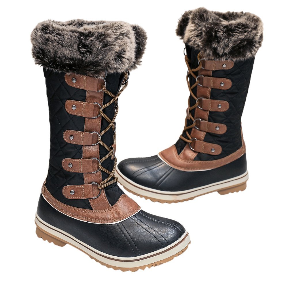 Tan snow boots hot sale with fur