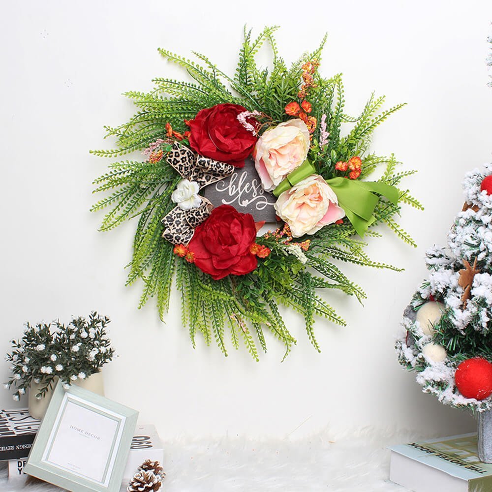 Blessed theme Artificial Christmas Wreath for Wall,Door and Tree Decor