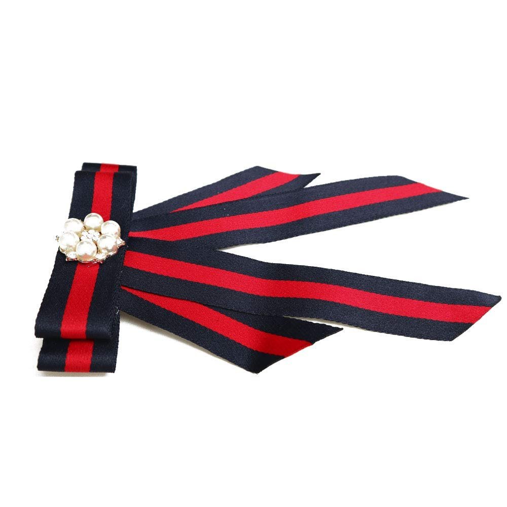 Blue and Red Stripes Two in One Hair Clip and Broach