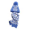 Blue Checkered Winter Cap Beanie & matching Neck Muffler 2pcs Set - Little Surprise BoxBlue Checkered Winter Cap Beanie & matching Neck Muffler 2pcs Set