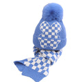 Blue Checkered Winter Cap Beanie & matching Neck Muffler 2pcs Set - Little Surprise BoxBlue Checkered Winter Cap Beanie & matching Neck Muffler 2pcs Set