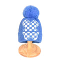 Blue Checkered Winter Cap Beanie & matching Neck Muffler 2pcs Set - Little Surprise BoxBlue Checkered Winter Cap Beanie & matching Neck Muffler 2pcs Set