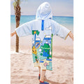 Blue Dino Lightweight Microfibre Hooded Swim Poncho/ beach coverup towel for Kids - Little Surprise BoxBlue Dino Lightweight Microfibre Hooded Swim Poncho/ beach coverup towel for Kids