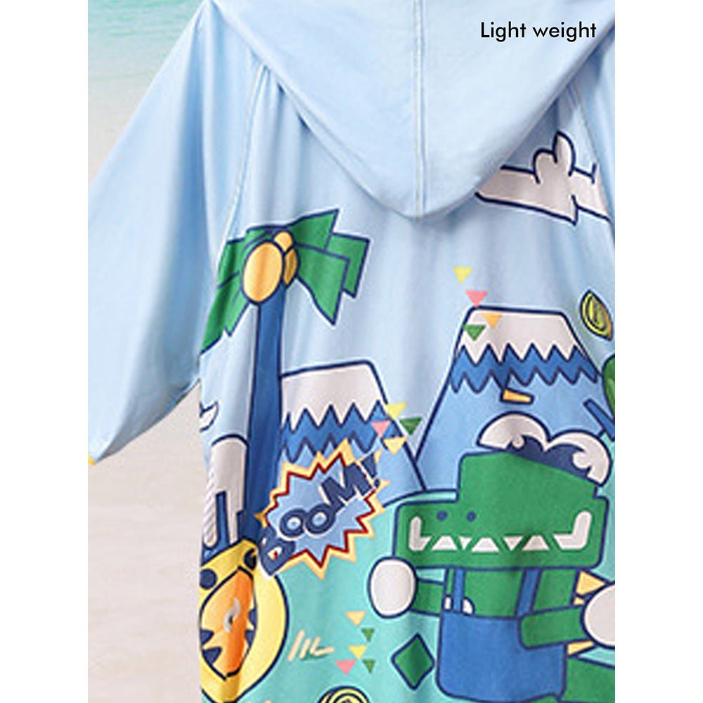 Blue Dino Lightweight Microfibre Hooded Swim Poncho/ beach coverup towel for Kids - Little Surprise BoxBlue Dino Lightweight Microfibre Hooded Swim Poncho/ beach coverup towel for Kids