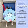 Blue Dino, Unique Mexican Hat Style Kids Umbrella, 5-12 years, Blue - Little Surprise BoxBlue Dino, Unique Mexican Hat Style Kids Umbrella, 5-12 years, Blue