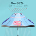 Blue Dino, Unique Spanish Patio Style Kids Umbrella, 5-12 years, Blue - Little Surprise BoxBlue Dino, Unique Spanish Patio Style Kids Umbrella, 5-12 years, Blue