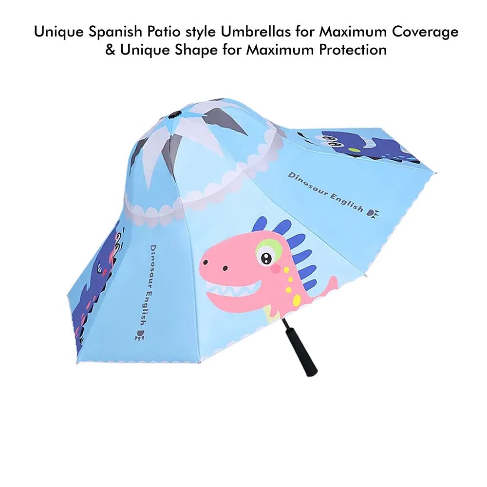 Blue Dino, Unique Spanish Patio Style Kids Umbrella, 5-12 years, Blue - Little Surprise BoxBlue Dino, Unique Spanish Patio Style Kids Umbrella, 5-12 years, Blue