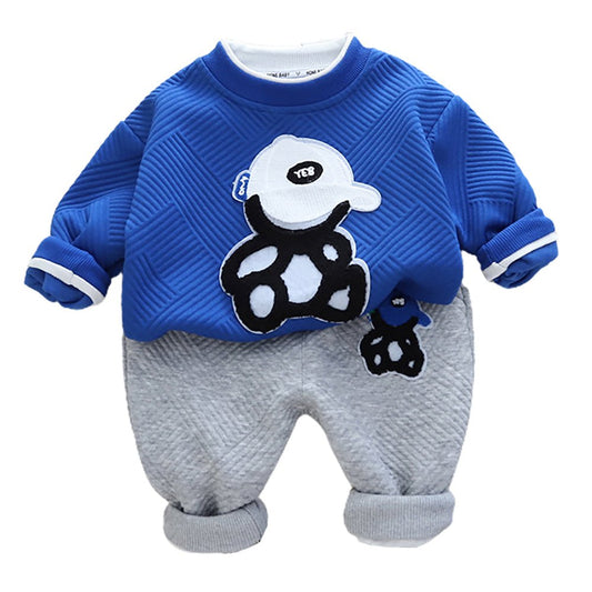 Blue & Grey Rock on Teddy 2 piece Track Suit set for Toddlers & Kids - Little Surprise BoxBlue & Grey Rock on Teddy 2 piece Track Suit set for Toddlers & Kids