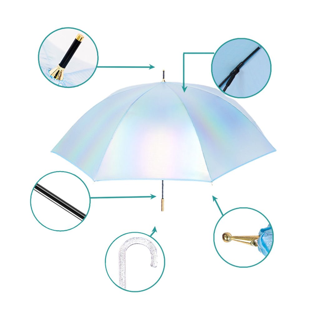 Blue Holographic Glitter Rain Umbrella for Kids & Adults - Little Surprise BoxBlue Holographic Glitter Rain Umbrella for Kids & Adults