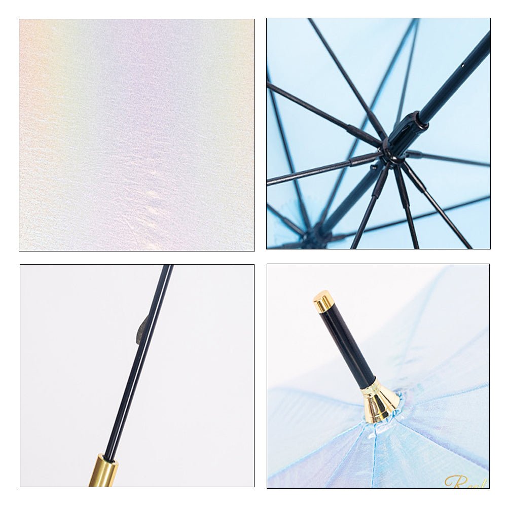 Blue Holographic Glitter Rain Umbrella for Kids & Adults - Little Surprise BoxBlue Holographic Glitter Rain Umbrella for Kids & Adults