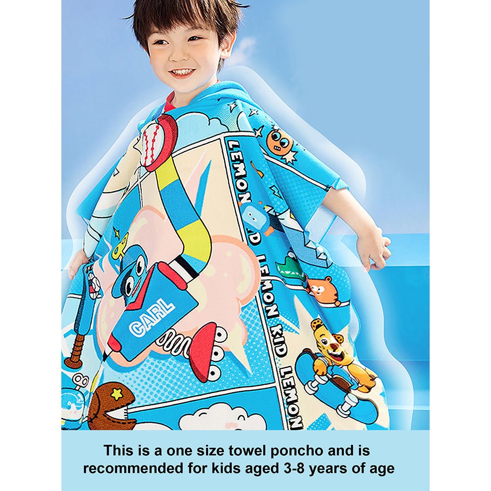 Blue Hooded Swim Poncho/ Bath Towel/ swim coverup for Kids. - Little Surprise BoxBlue Hooded Swim Poncho/ Bath Towel/ swim coverup for Kids.