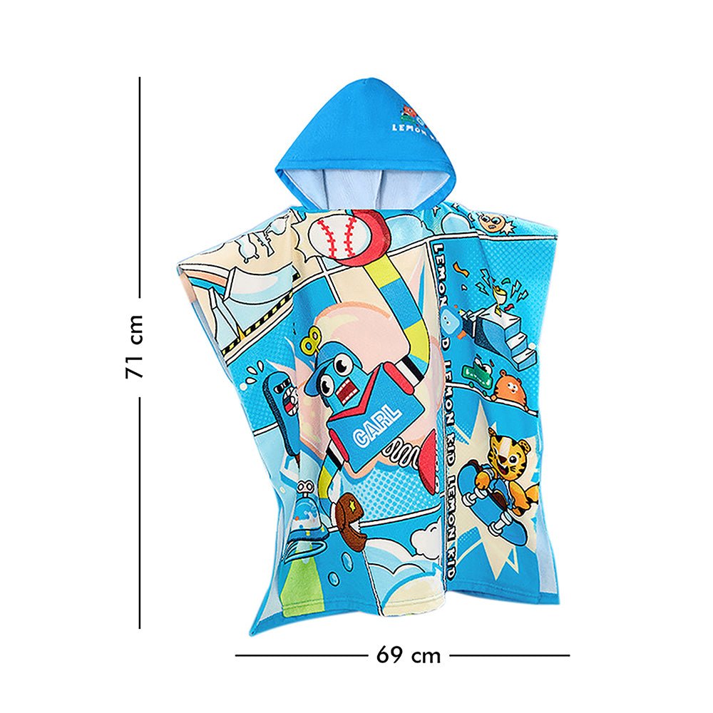 Blue Hooded Swim Poncho/ Bath Towel/ swim coverup for Kids. - Little Surprise BoxBlue Hooded Swim Poncho/ Bath Towel/ swim coverup for Kids.