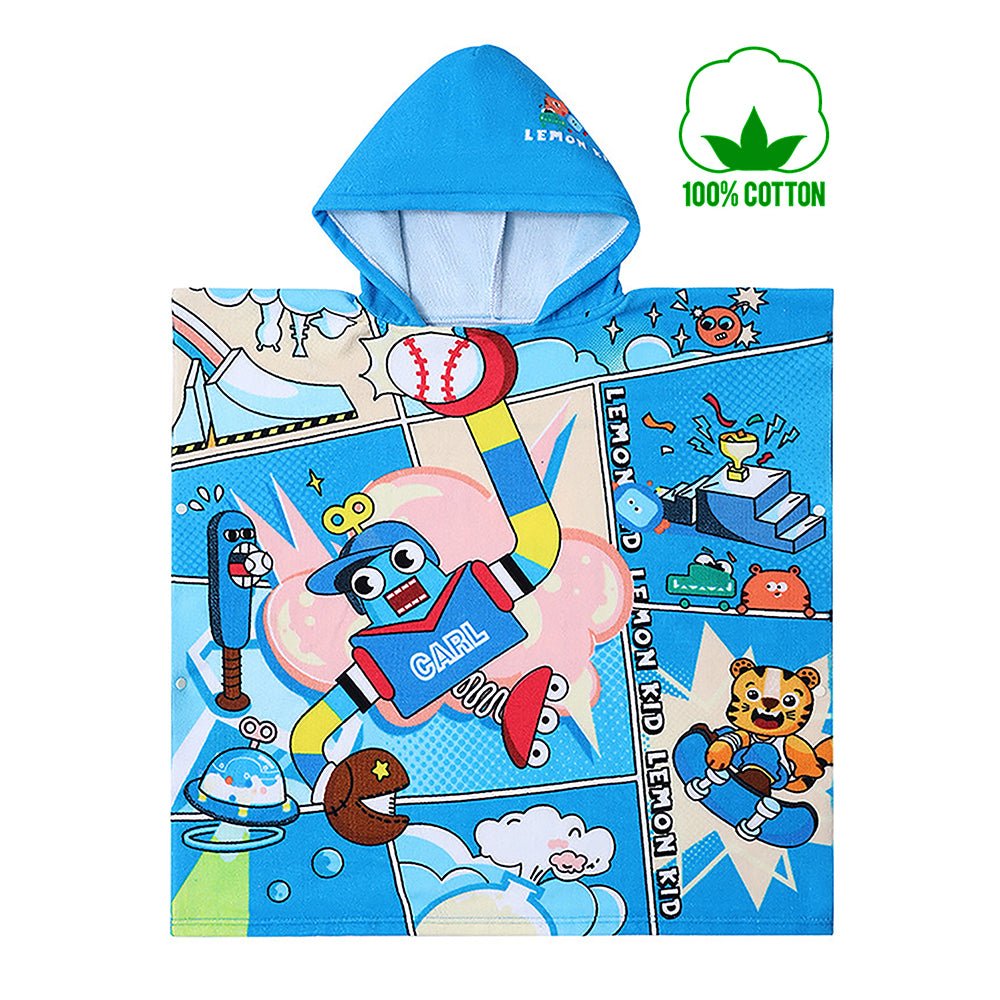 Blue Hooded Swim Poncho/ Bath Towel/ swim coverup for Kids. - Little Surprise BoxBlue Hooded Swim Poncho/ Bath Towel/ swim coverup for Kids.