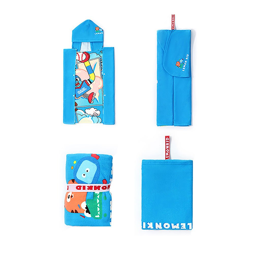 Blue Hooded Swim Poncho/ Bath Towel/ swim coverup for Kids. - Little Surprise BoxBlue Hooded Swim Poncho/ Bath Towel/ swim coverup for Kids.
