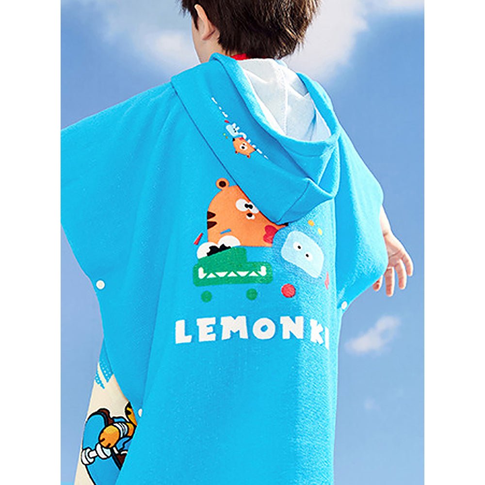 Blue Hooded Swim Poncho/ Bath Towel/ swim coverup for Kids. - Little Surprise BoxBlue Hooded Swim Poncho/ Bath Towel/ swim coverup for Kids.