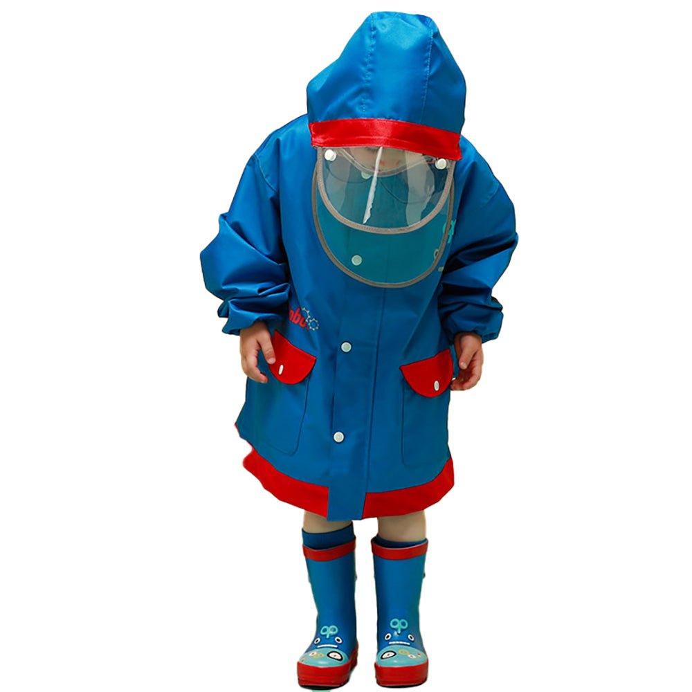 Blue & Red Robotics Kids Raincoat with Backpack Carrying Space - Little Surprise BoxBlue & Red Robotics Kids Raincoat with Backpack Carrying Space