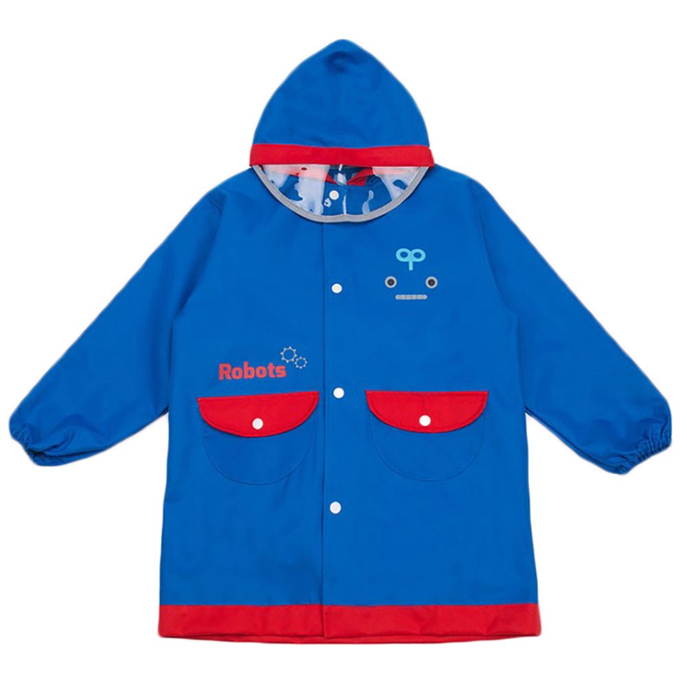 Blue & Red Robotics Kids Raincoat with Backpack Carrying Space - Little Surprise BoxBlue & Red Robotics Kids Raincoat with Backpack Carrying Space