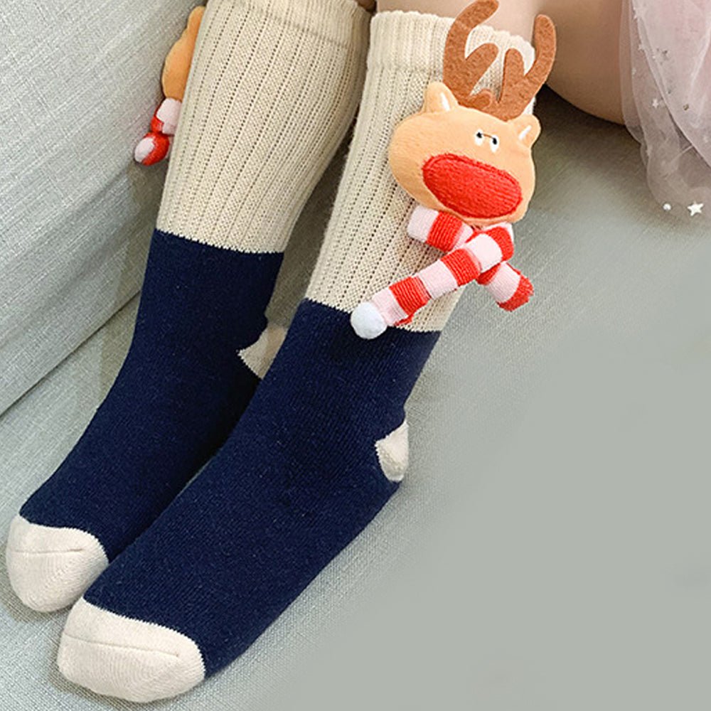 Blue Reindeer 3d Pop up chrsitmas Ankle length socks for kids, Small, 3-5 years - Little Surprise BoxBlue Reindeer 3d Pop up chrsitmas Ankle length socks for kids, Small, 3-5 years