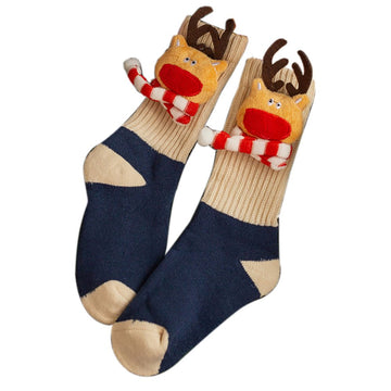 Blue Reindeer 3d Pop up chrsitmas Ankle length socks for kids, Small, 3-5 years - Little Surprise BoxBlue Reindeer 3d Pop up chrsitmas Ankle length socks for kids, Small, 3-5 years