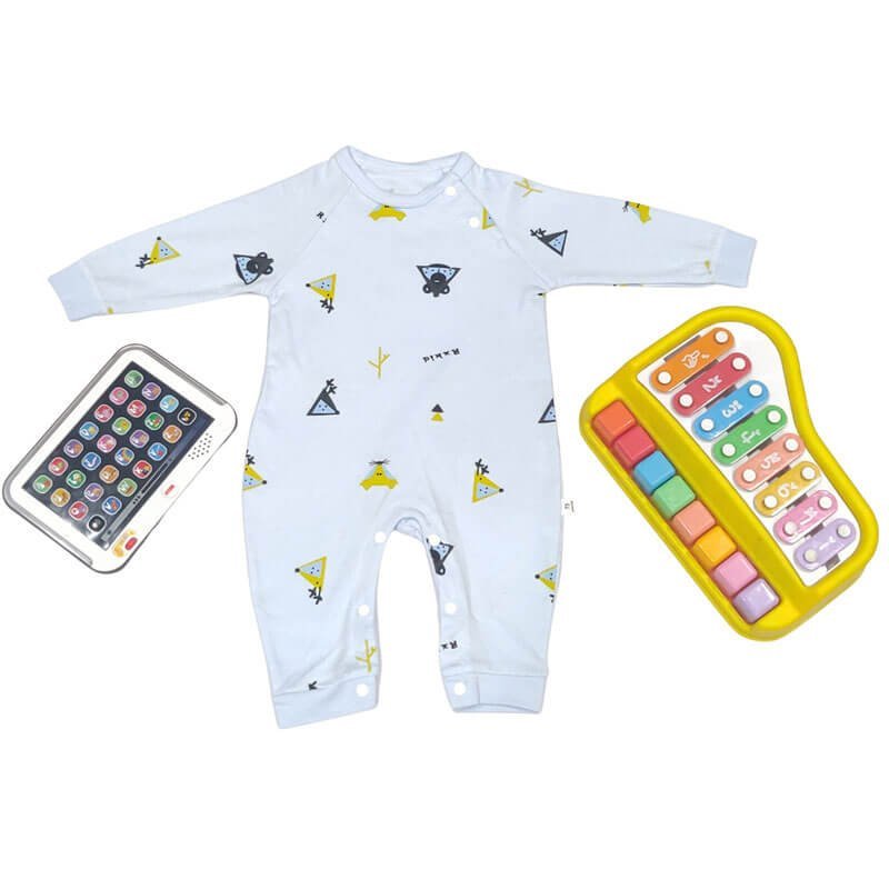 Blue Rxkid Animal Face Print Romper Unisex Kids Wear - Little Surprise BoxBlue Rxkid Animal Face Print Romper Unisex Kids Wear