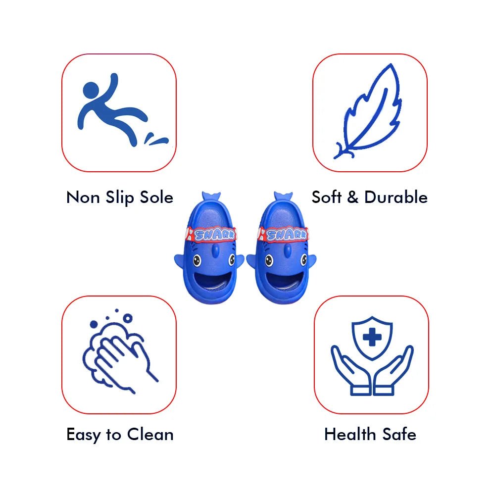 قبقاب Blue Shark سهل الارتداء، مناسب للصيف/الرياح الموسمية/الشاطئ للأطفال الصغار والأطفال، للجنسين