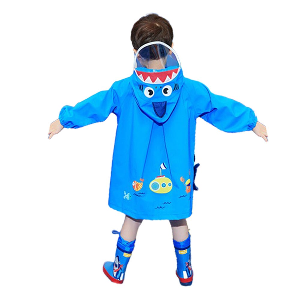 Blue Shark Theme Raincoat for Kids - Little Surprise BoxBlue Shark Theme Raincoat for Kids