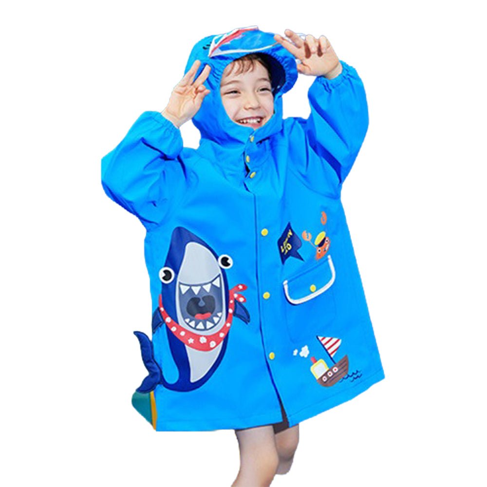 Blue Shark Theme Raincoat for Kids - Little Surprise Box