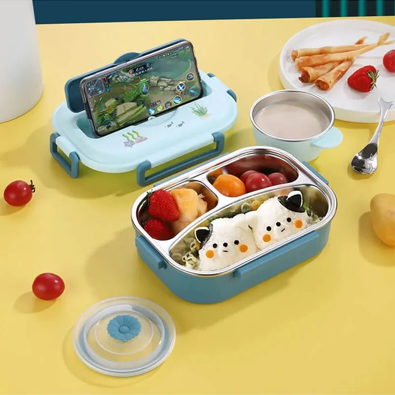 Blue Submarine Theme Compartment Steel Tiffin Lunch Box for Boys and Girls - Little Surprise BoxBlue Submarine Theme Compartment Steel Tiffin Lunch Box for Boys and Girls