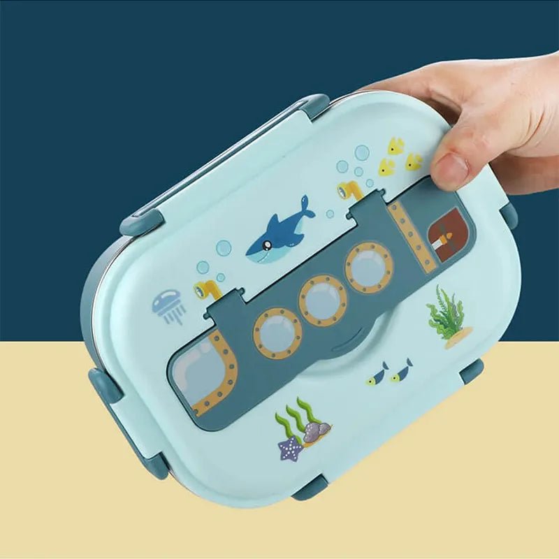 Blue Submarine Theme Compartment Steel Tiffin Lunch Box for Boys and Girls - Little Surprise BoxBlue Submarine Theme Compartment Steel Tiffin Lunch Box for Boys and Girls