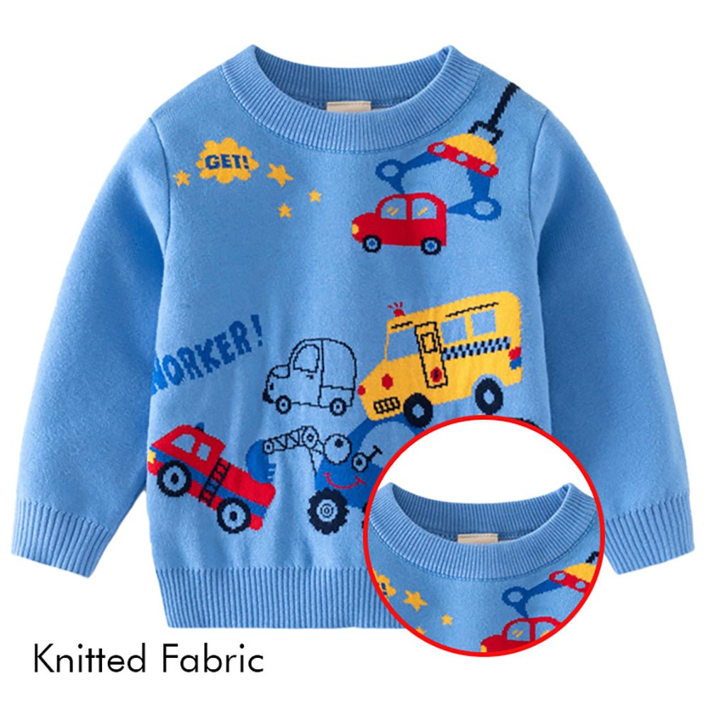 Blue Toeing Car Theme Cardigan/Warmer/Sweater for Toddlers & Kids - Little Surprise BoxBlue Toeing Car Theme Cardigan/Warmer/Sweater for Toddlers & Kids