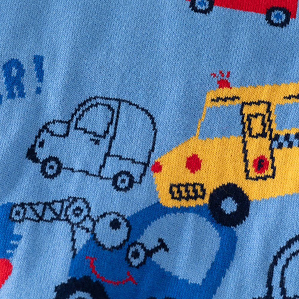 Blue Toeing Car Theme Cardigan/Warmer/Sweater for Toddlers & Kids - Little Surprise BoxBlue Toeing Car Theme Cardigan/Warmer/Sweater for Toddlers & Kids