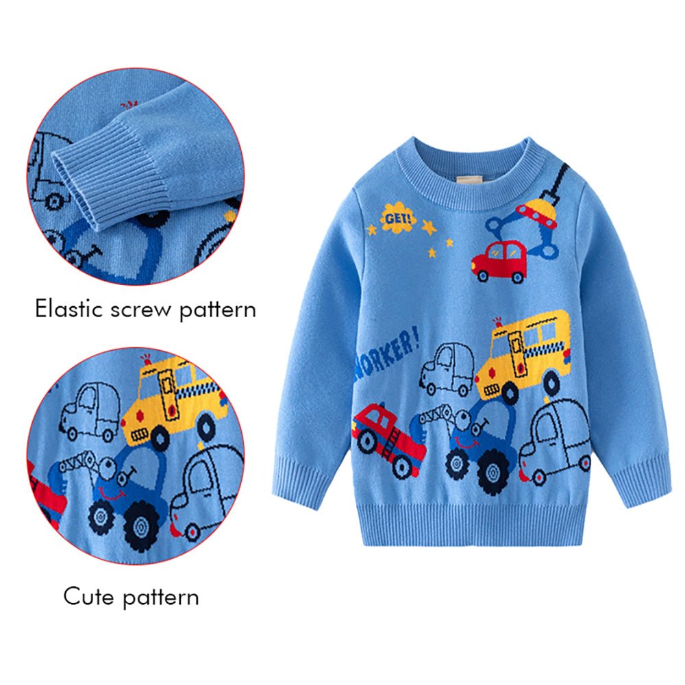 Blue Toeing Car Theme Cardigan/Warmer/Sweater for Toddlers & Kids - Little Surprise BoxBlue Toeing Car Theme Cardigan/Warmer/Sweater for Toddlers & Kids