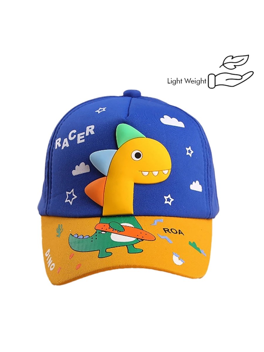 Blue & Yellow Dino with Skates Casual Cap for Kids - Little Surprise BoxBlue & Yellow Dino with Skates Casual Cap for Kids
