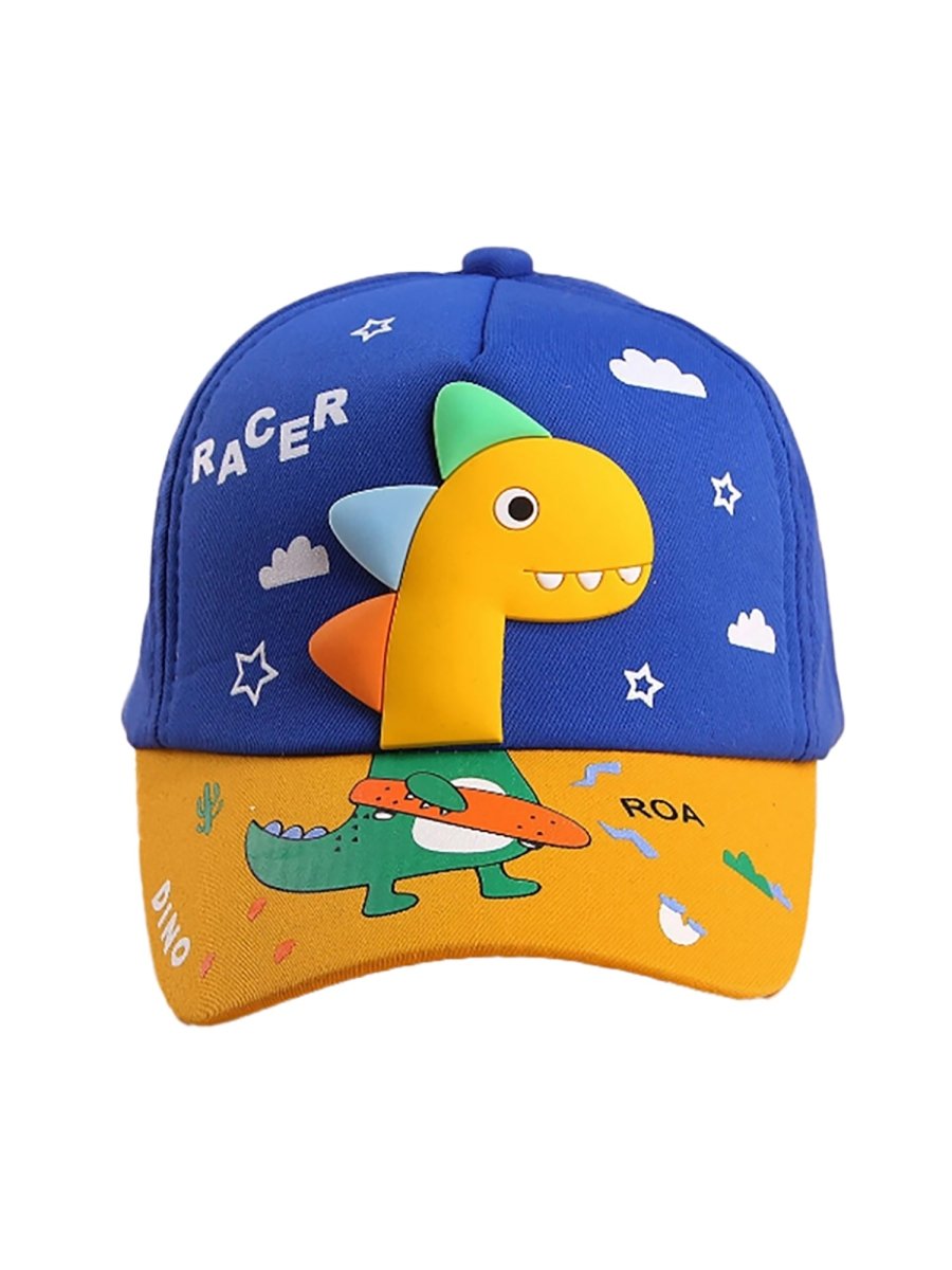 Blue & Yellow Dino with Skates Casual Cap for Kids - Little Surprise BoxBlue & Yellow Dino with Skates Casual Cap for Kids