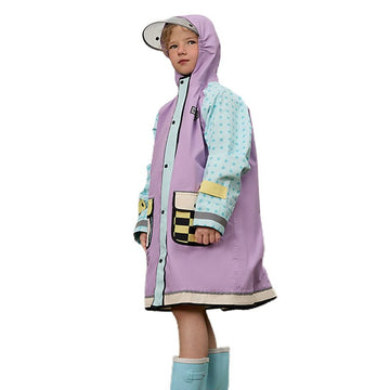 Bold geometric print Lilac & Light blue Raincoat for Kids