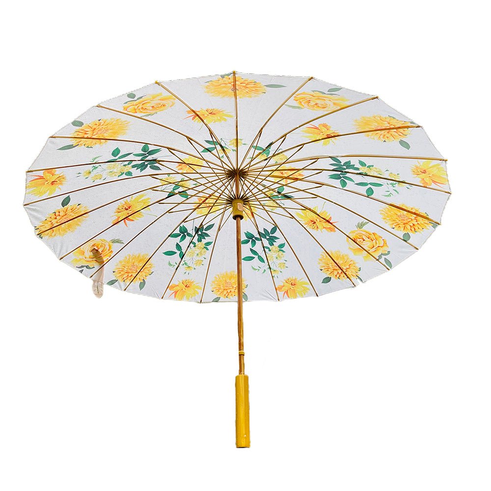 Bright Lemon Flowers, Chinese Canopy Style Rain and All season Umbrella - Little Surprise BoxBright Lemon Flowers, Chinese Canopy Style Rain and All season Umbrella