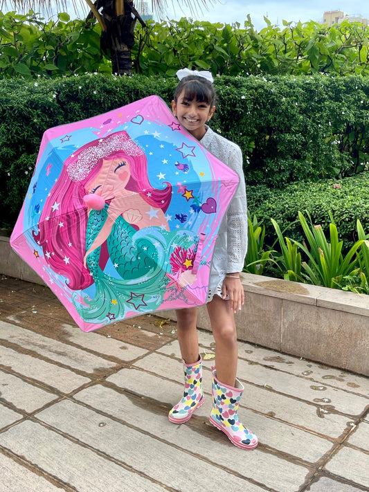 Charming Mermaid theme, Canopy Shape Umbrella for Kids, 5-12yrs.