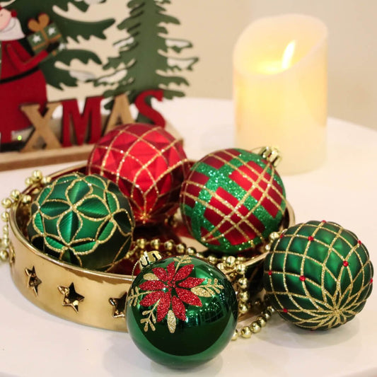 Christmas Ball Ornaments XMas Tree Hanging Decorations, Red, Green & Gold christmas Balls, 16 pcs Box Set