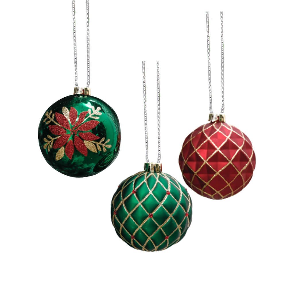 16 pcs Box Set, Christmas Ball Ornaments XMas Tree Hanging Decorations, Red, Green & Gold christmas Balls.