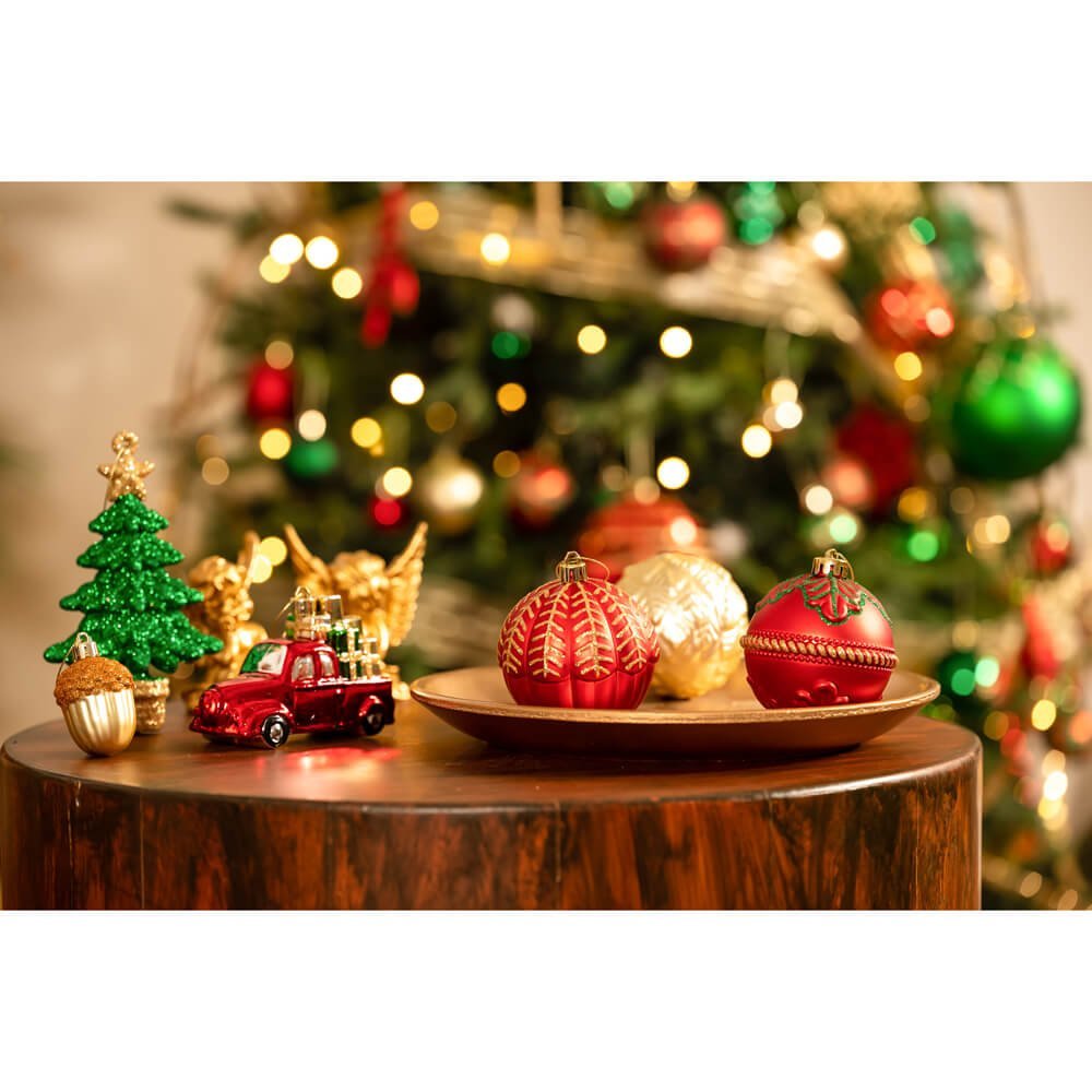 Christmas Ball Ornaments XMas Tree Hanging Decorations, Red, Green & Gold theme christmas Balls, 60 pcs Box Set - Little Surprise BoxChristmas Ball Ornaments XMas Tree Hanging Decorations, Red, Green & Gold theme christmas Balls, 60 pcs Box Set