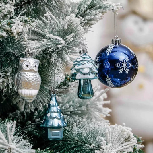 Christmas Ball Ornaments XMas Tree Hanging Decorations Silver & Blue theme christmas Balls, 80 pcs Box Set
