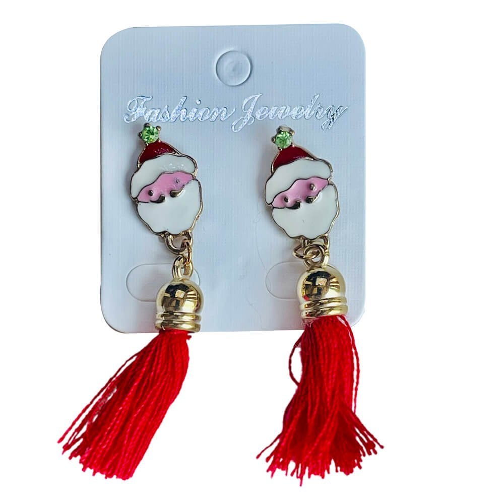 Christmas earrings accessories party wear, Red Flowy hanging Santa Claus - Little Surprise BoxChristmas earrings accessories party wear, Red Flowy hanging Santa Claus